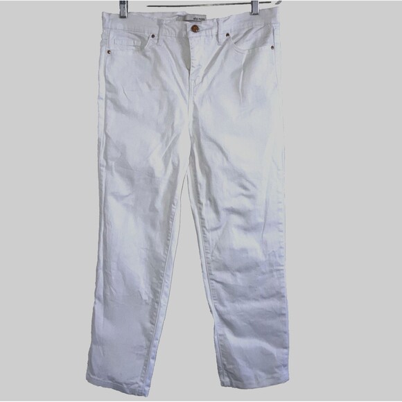 ELLA MOSS 10 Solid White 98% Cotton Slimming Denim Stretch Tapered Ankle Jeans - Picture 1 of 7